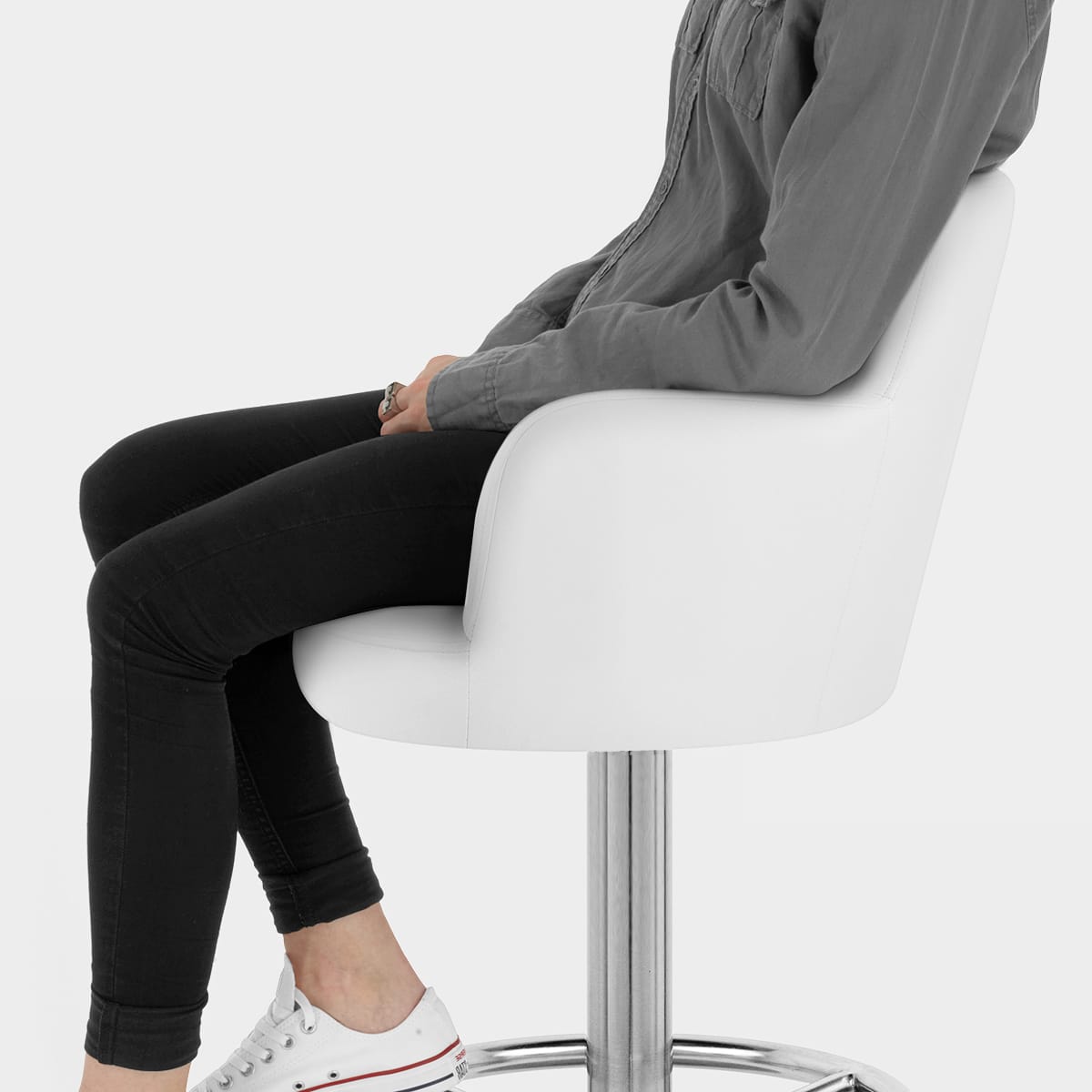 Chateau Brushed Bar Stool White Seat Image