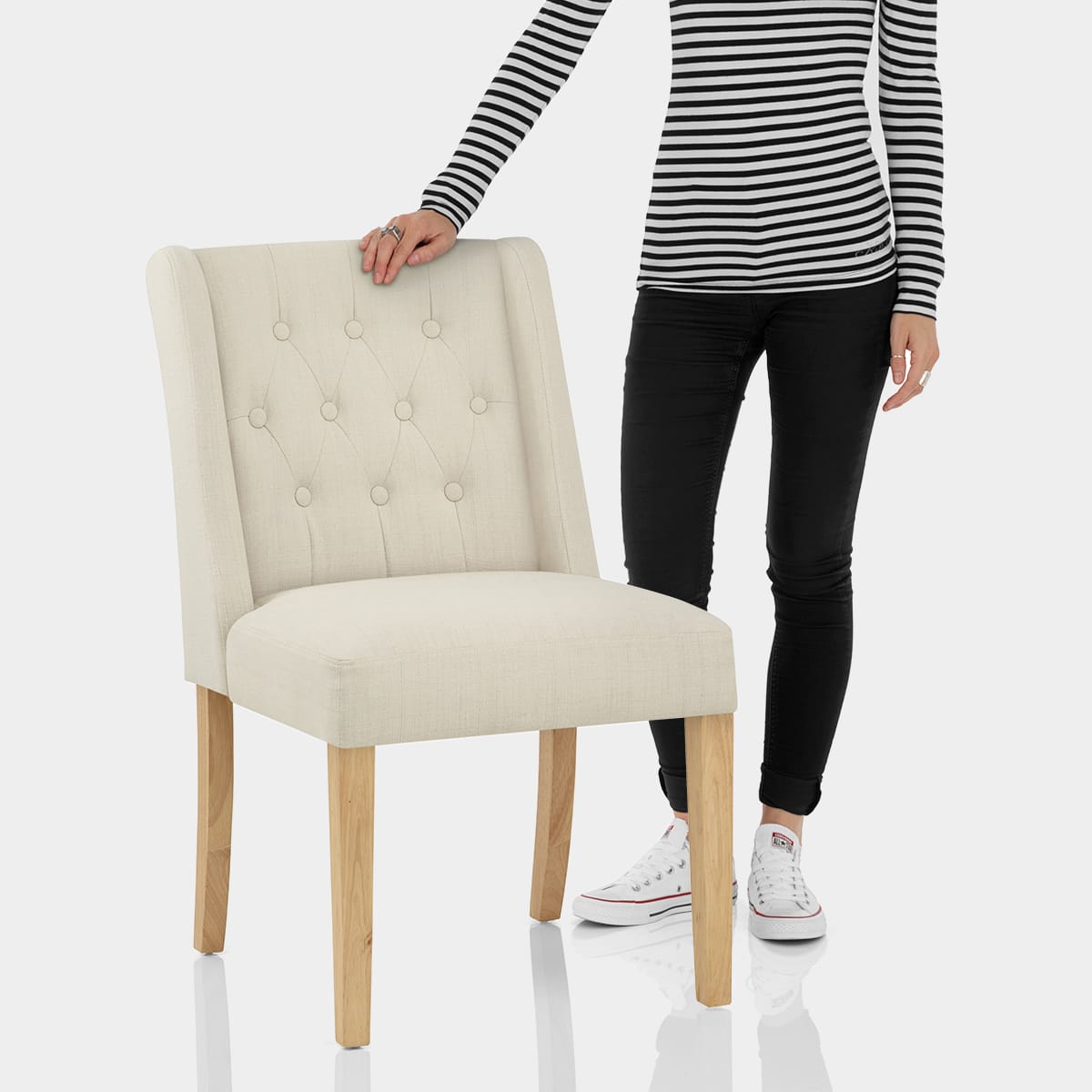 Chatsworth Oak Dining Chair Cream Features Image