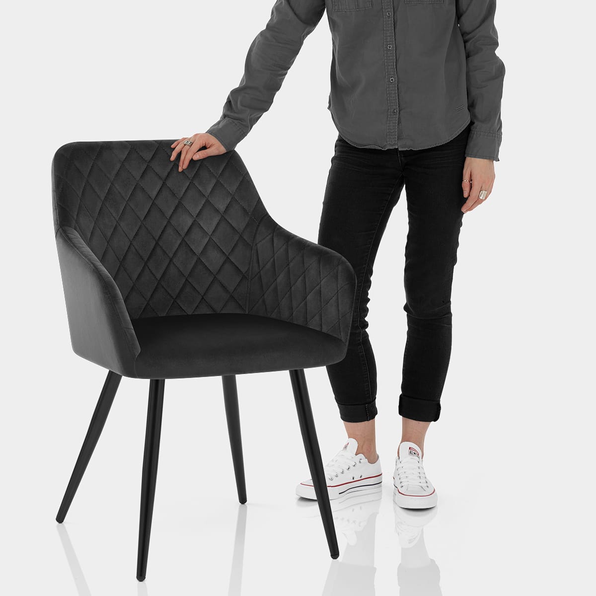 Chevy Armchair Black Velvet Features Image