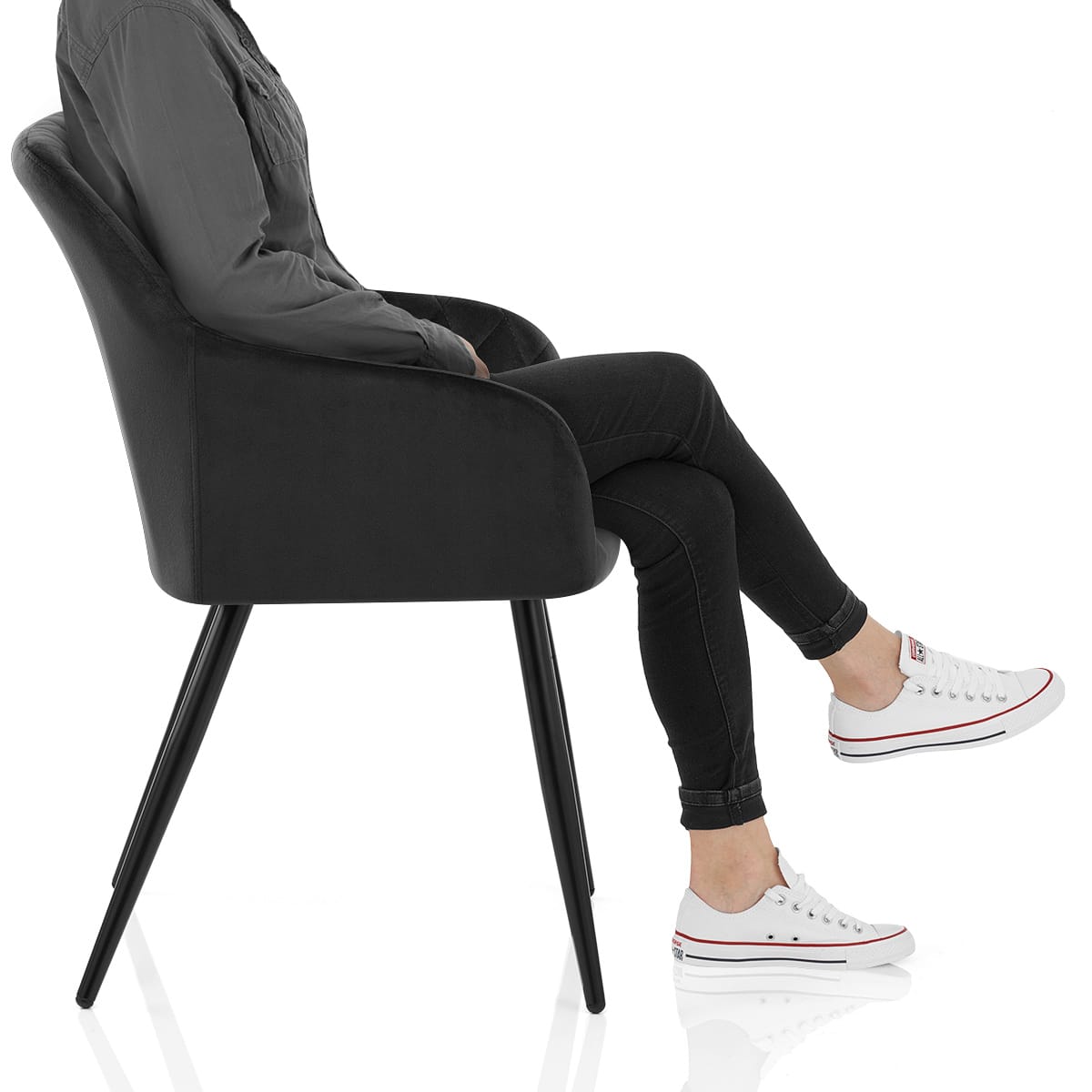 Chevy Armchair Black Velvet Frame Image