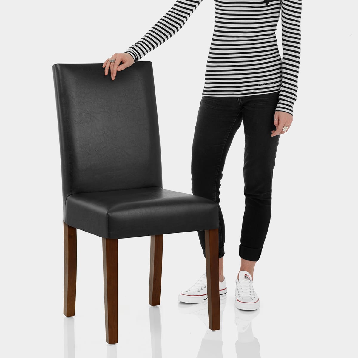 Chicago Walnut Dining Chair Black Features Image