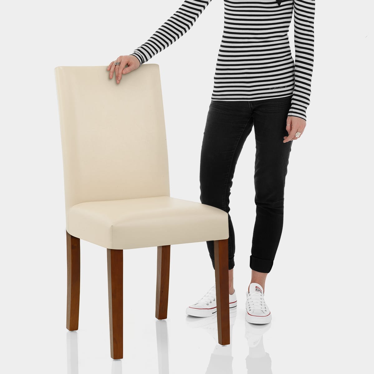 Chicago Walnut Dining Chair Cream Features Image