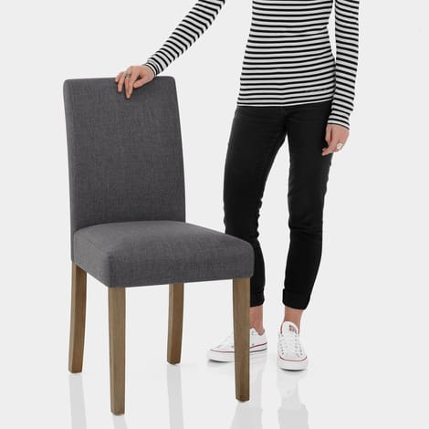 Chicago Oak Chair Charcoal Fabric Features Image