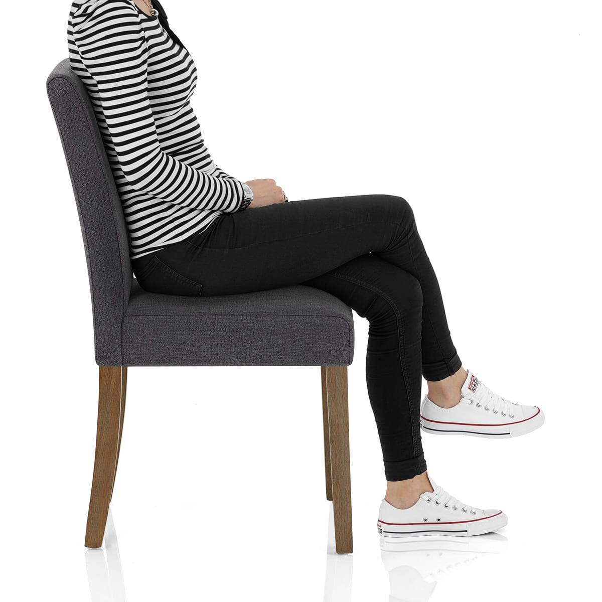 Chicago Oak Chair Charcoal Fabric Frame Image