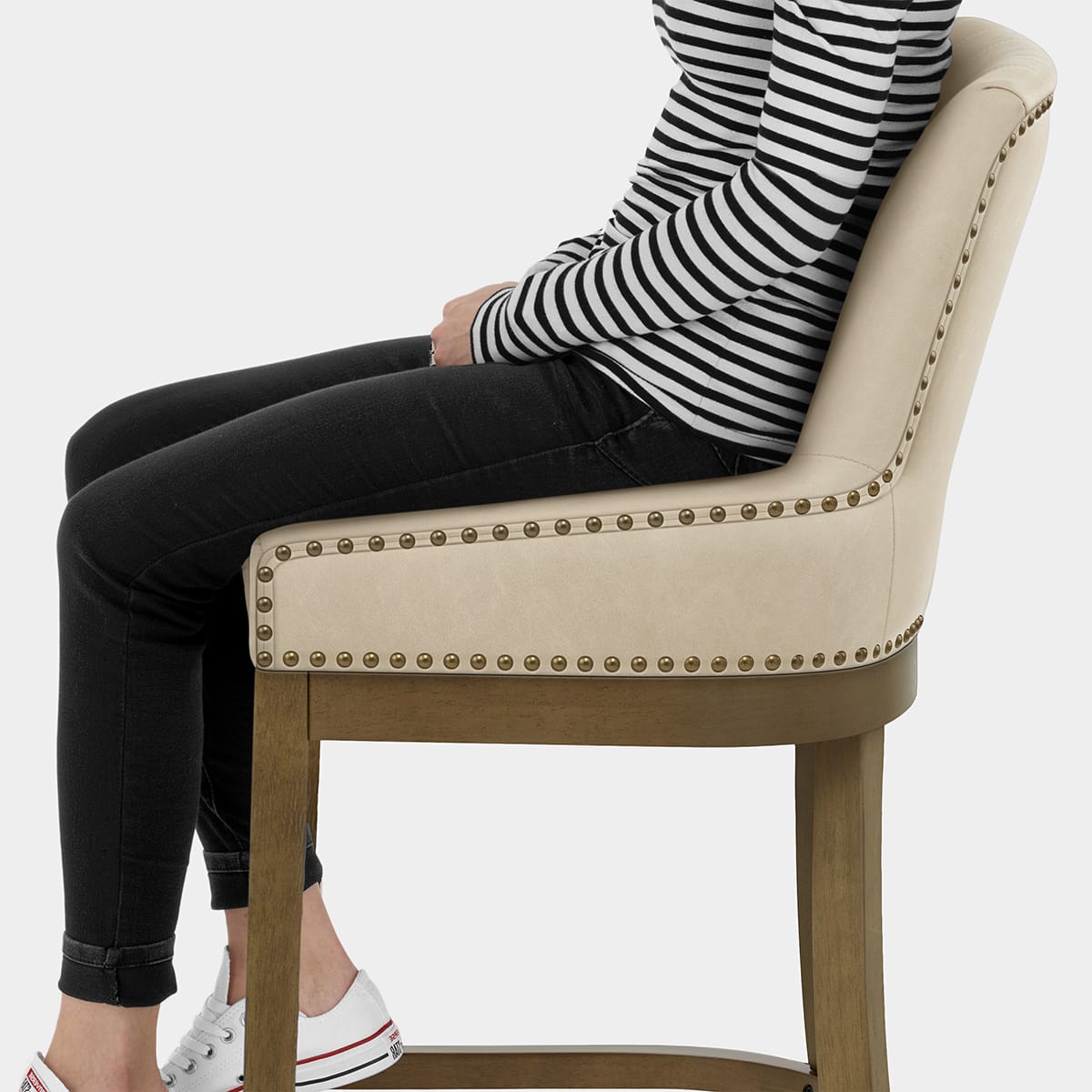 Chiltern Oak Bar Stool Beige Seat Image