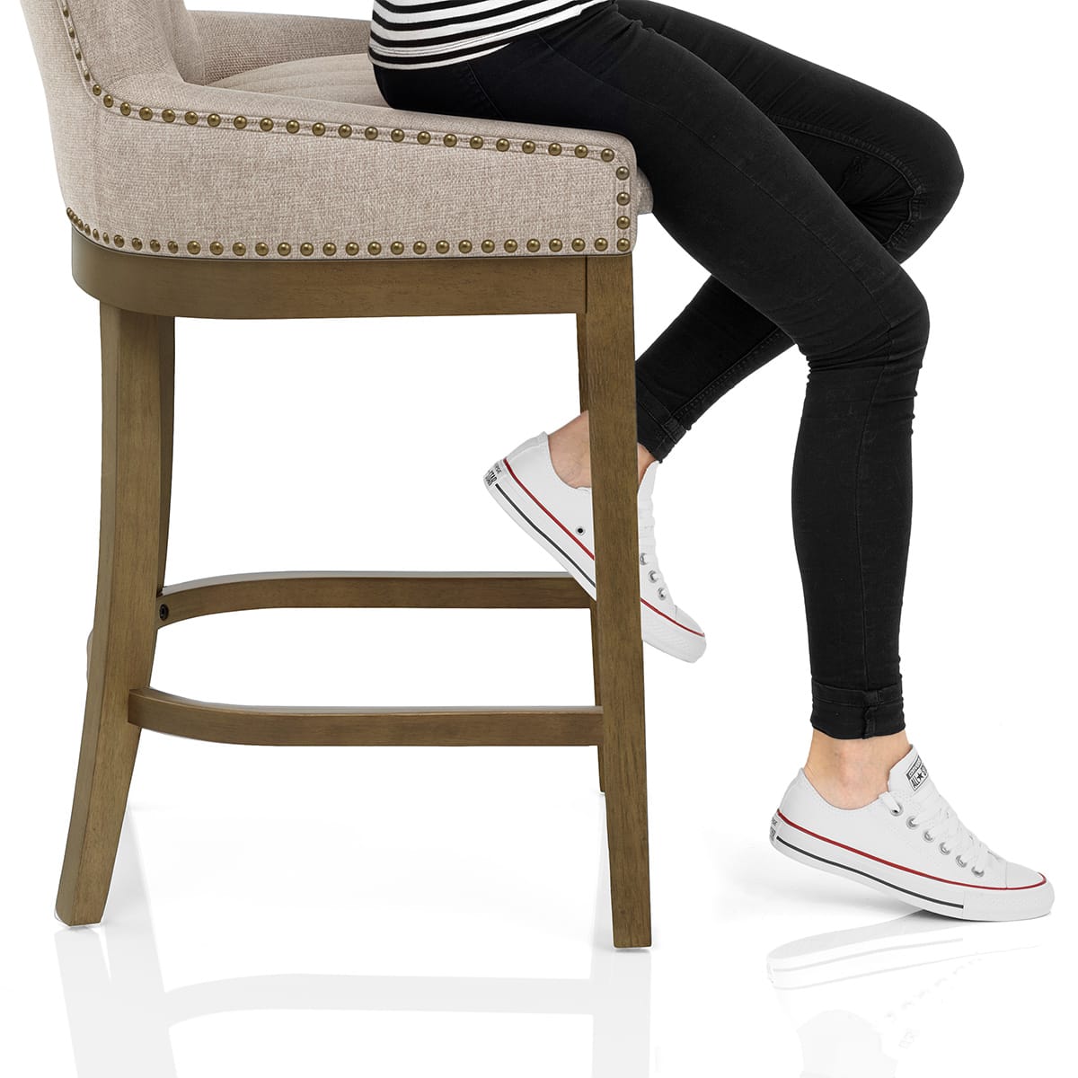 Chiltern Oak Bar Stool Tweed Fabric Frame Image