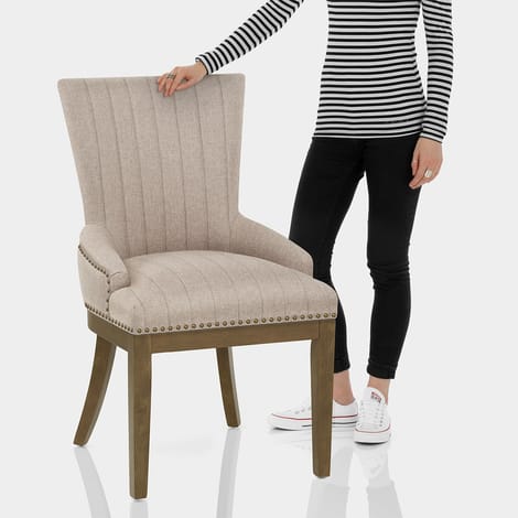 Chiltern Oak Dining Chair Tweed Fabric Features Image