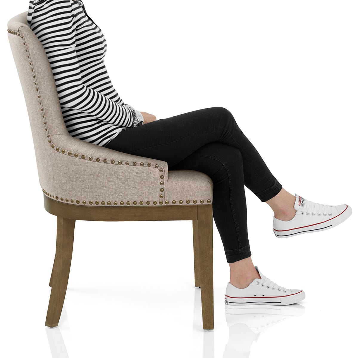 Chiltern Oak Dining Chair Tweed Fabric Frame Image