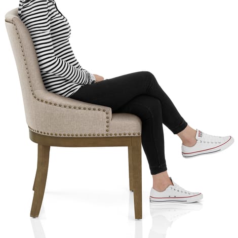 Chiltern Oak Dining Chair Tweed Fabric Frame Image