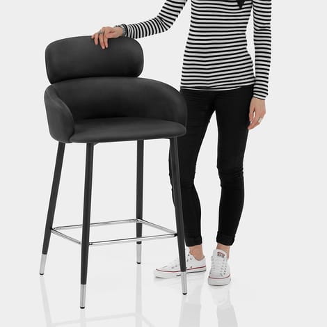 Chloe Bar Stool Black Velvet Features Image