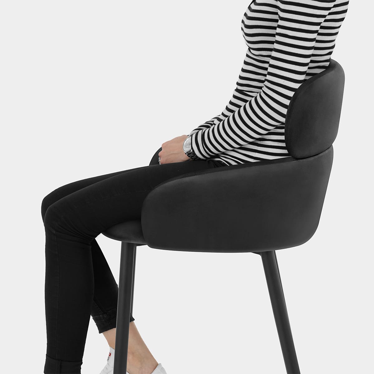 Chloe Bar Stool Black Velvet Seat Image