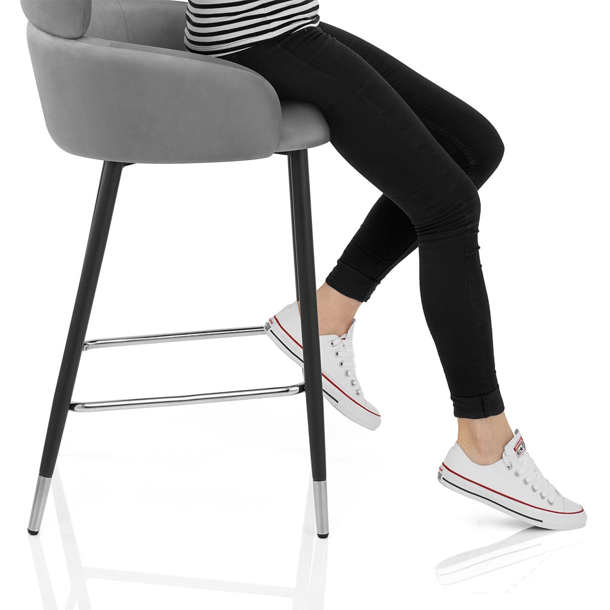 Chloe Bar Stool Grey Velvet Frame Image