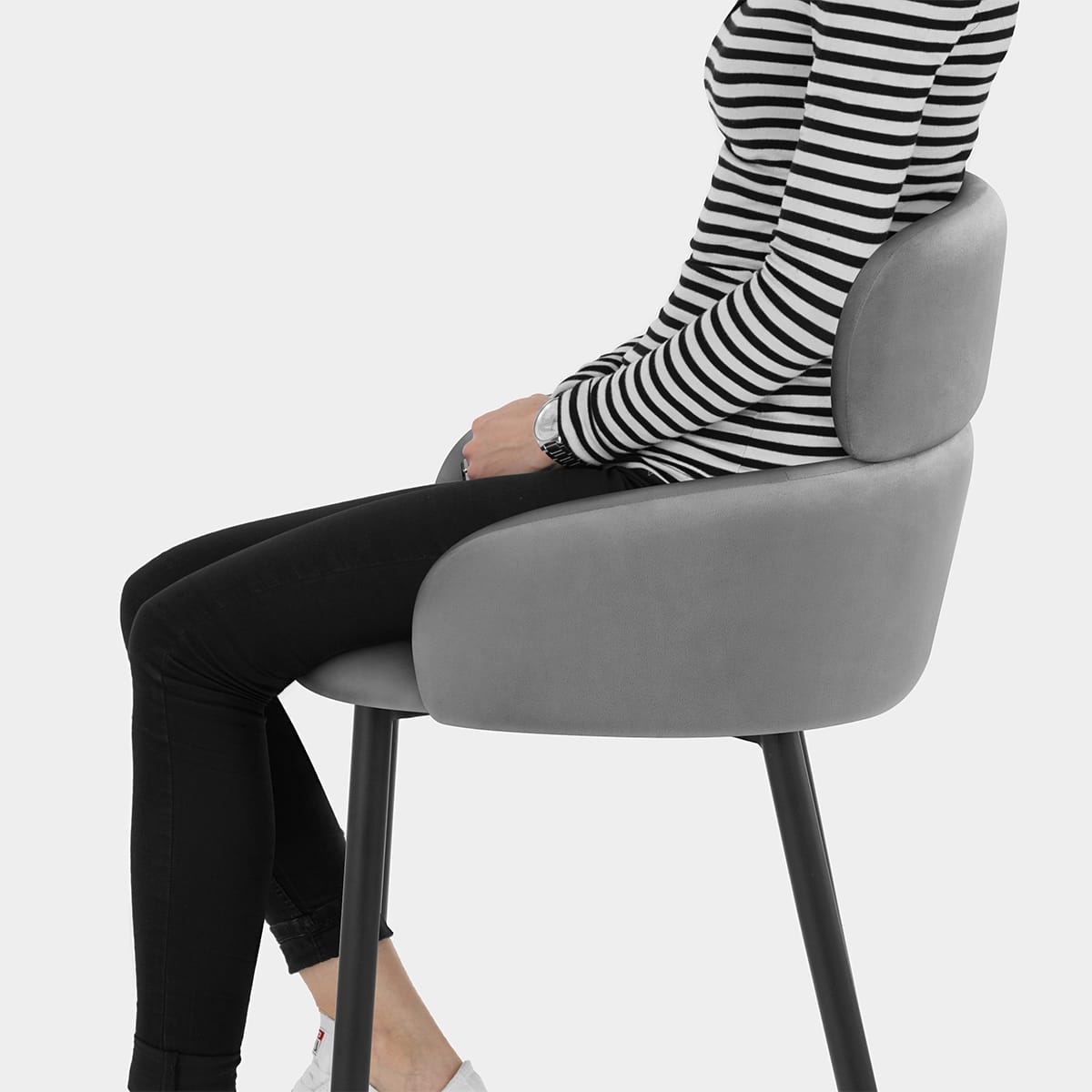 Chloe Bar Stool Grey Velvet Seat Image