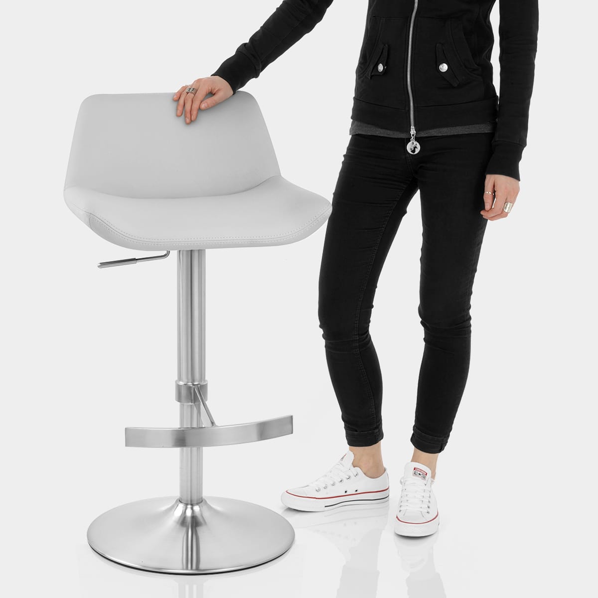 Christiana Brushed Stool Grey Features Image