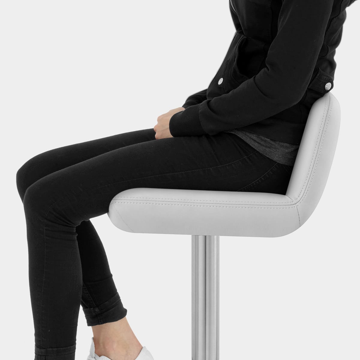 Christiana Brushed Stool Grey Seat Image