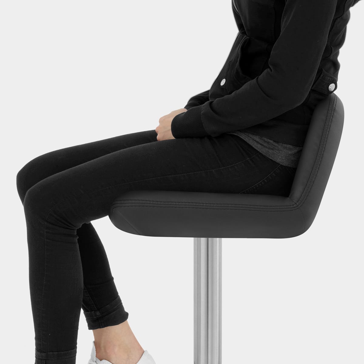 Christiana Brushed Stool Black Seat Image