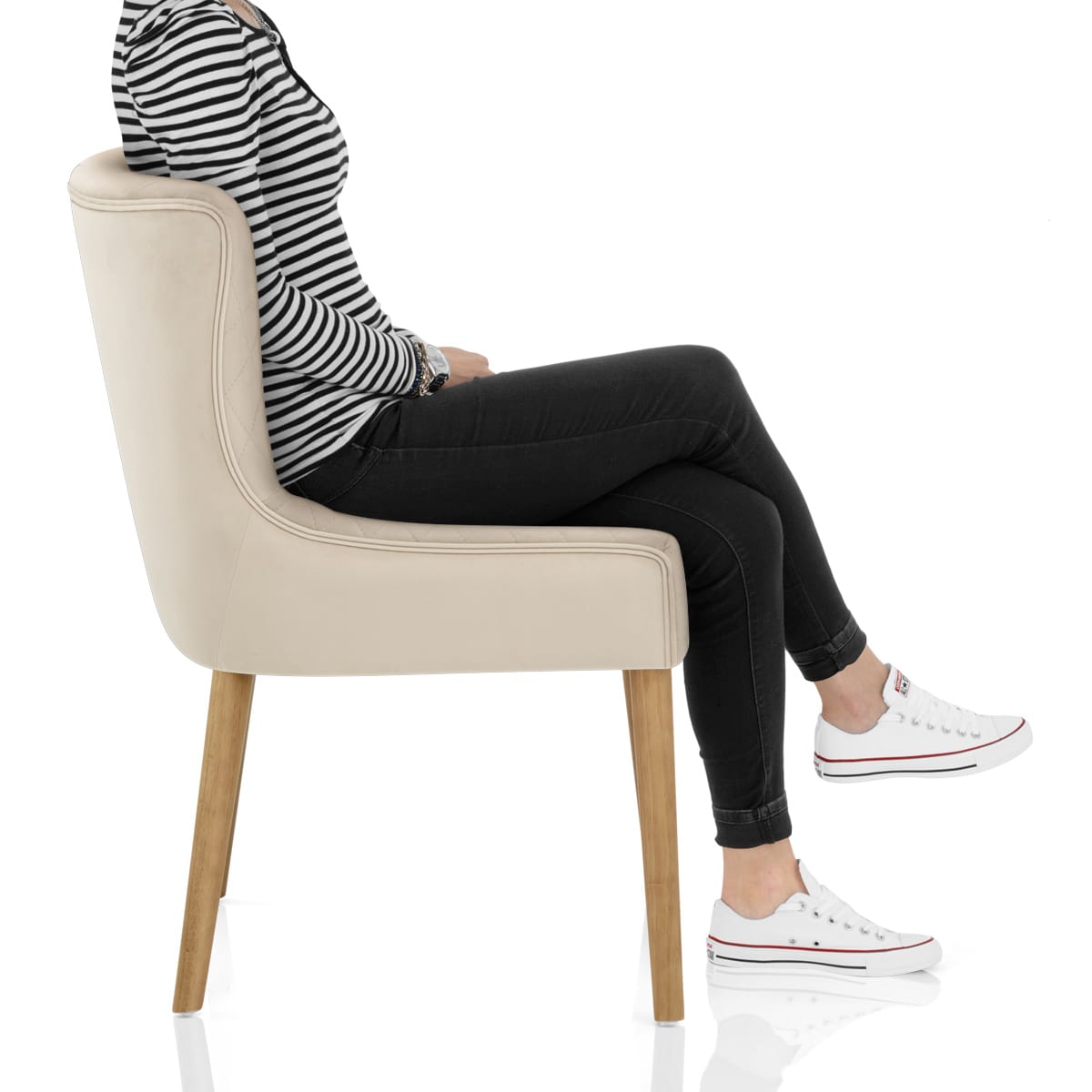 City Oak Chair Cream Velvet Frame Image