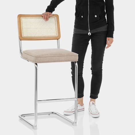 Clara Bar Stool Beige Fabric Features Image