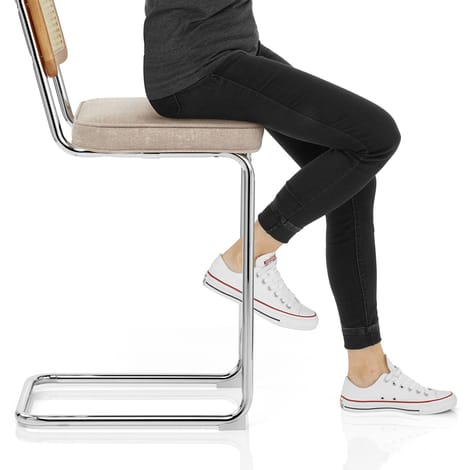 Clara Bar Stool Beige Fabric Frame Image