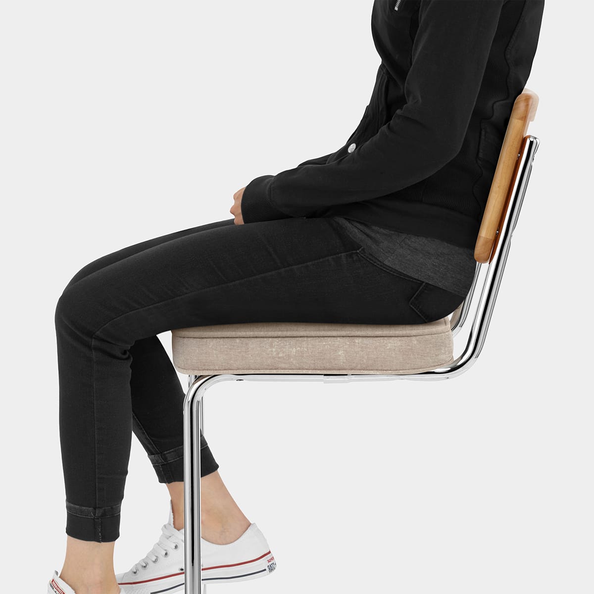 Clara Bar Stool Beige Fabric Seat Image