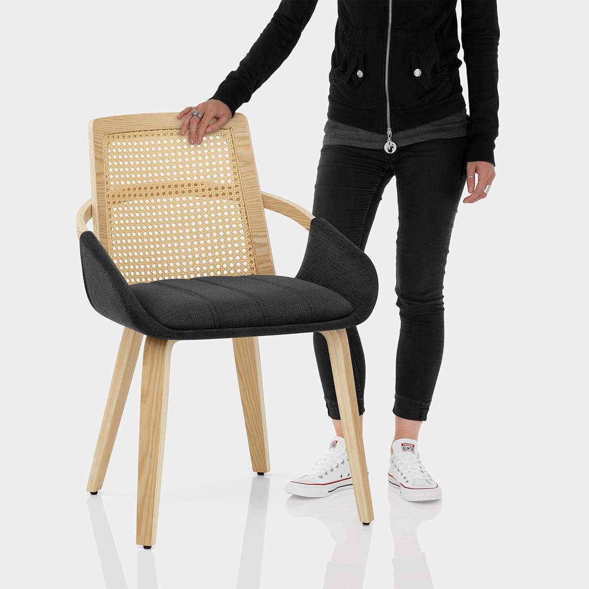 Cleveland Dining Chair Black Fabric Features Image