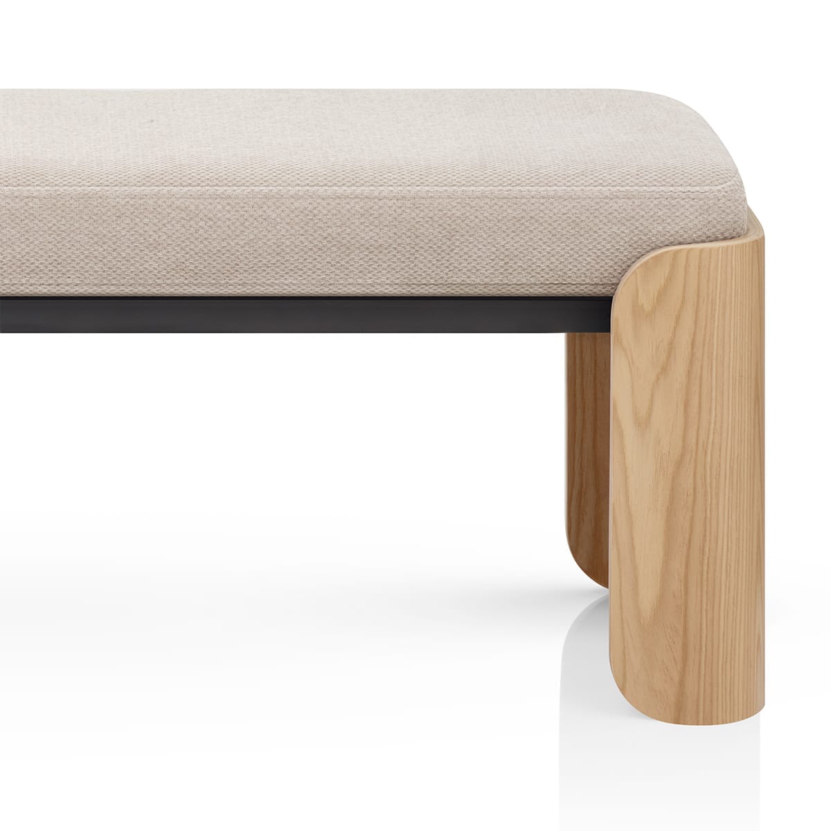 Clifton Oak Bench Beige Fabric Frame Image
