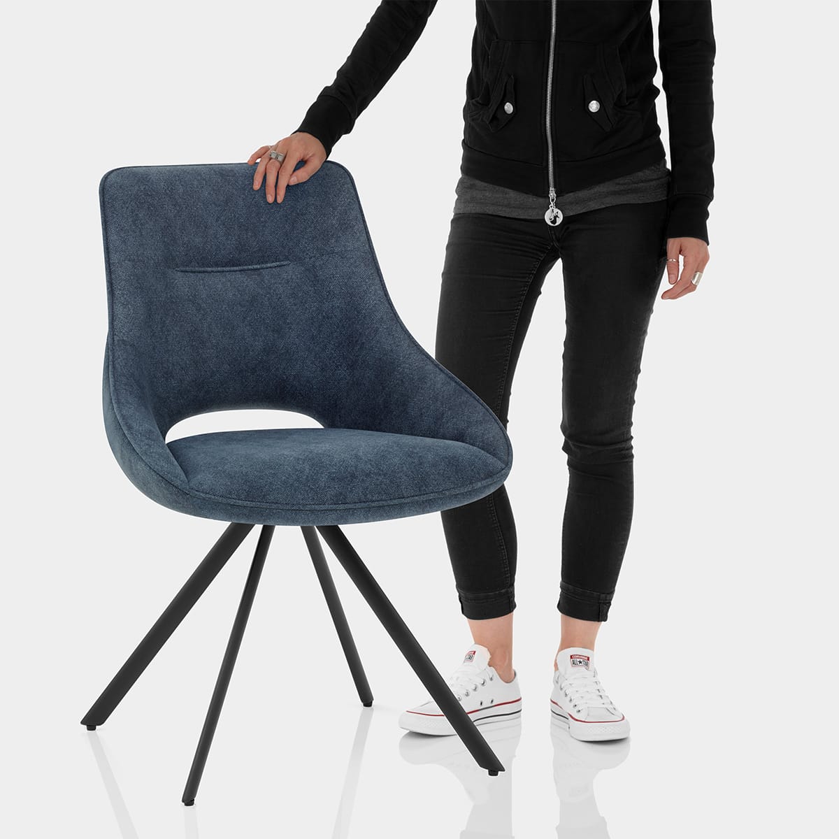 Cloud Dining Chair Blue Fabric Features Image