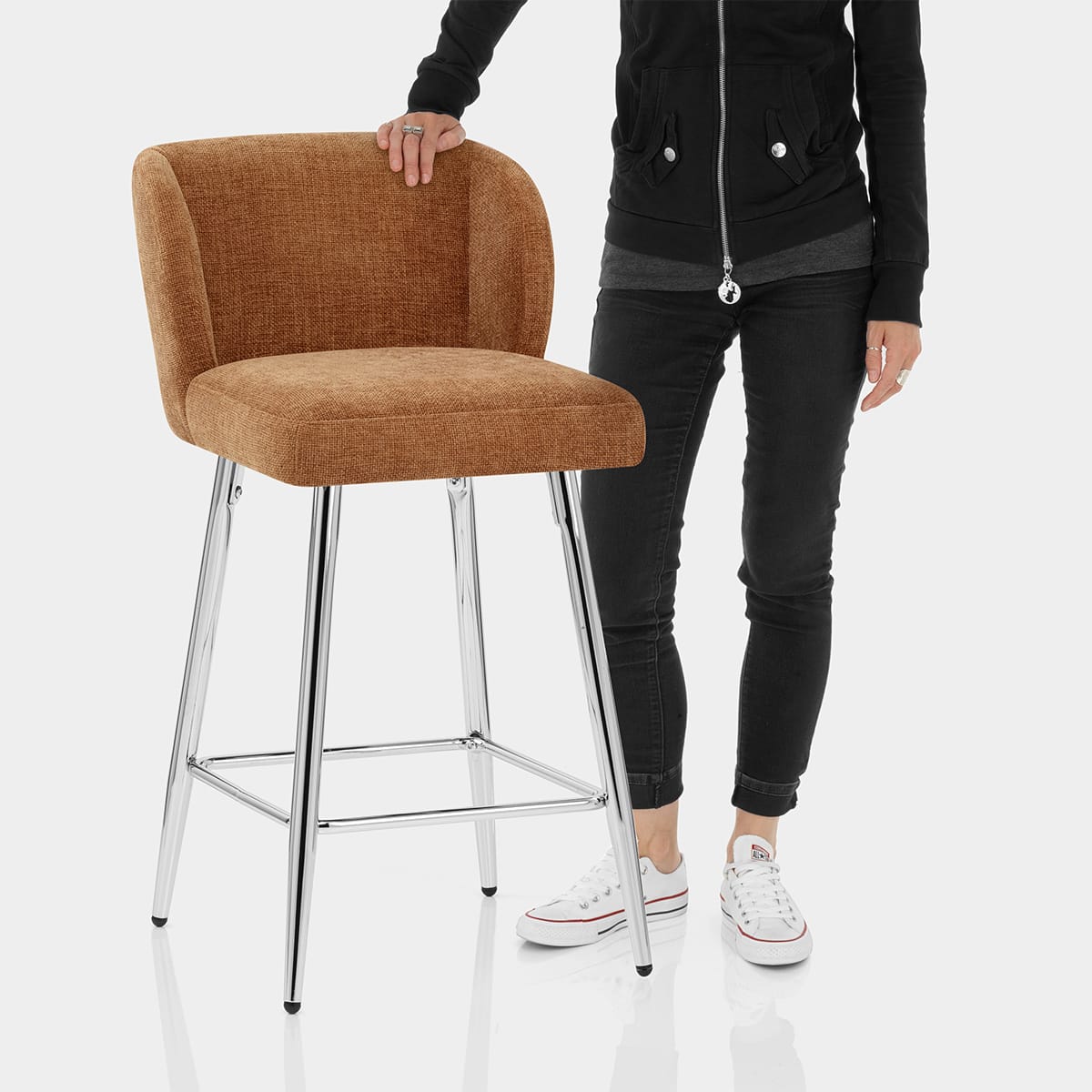 Coast Bar Stool Brown Fabric Features Image