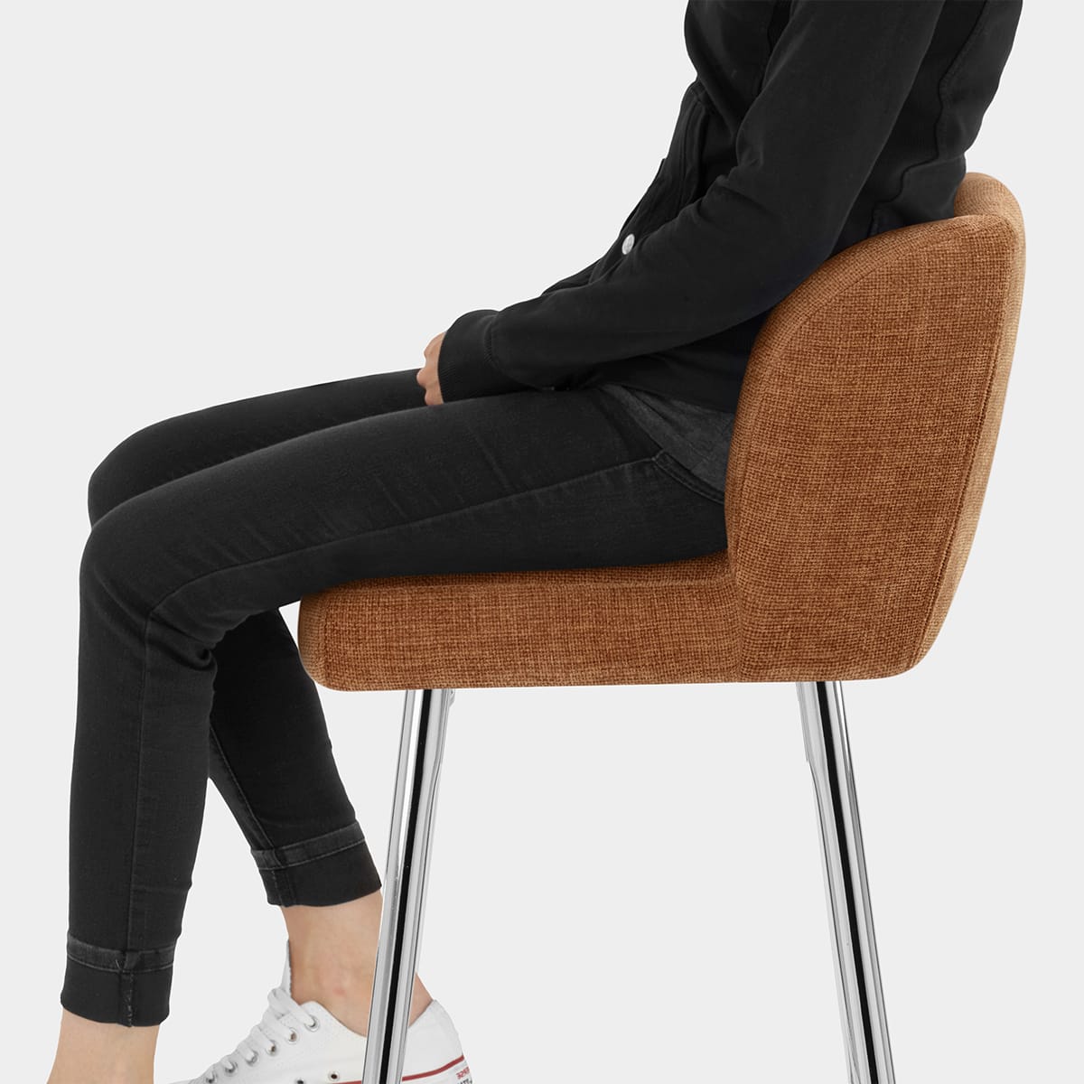 Coast Bar Stool Brown Fabric Seat Image