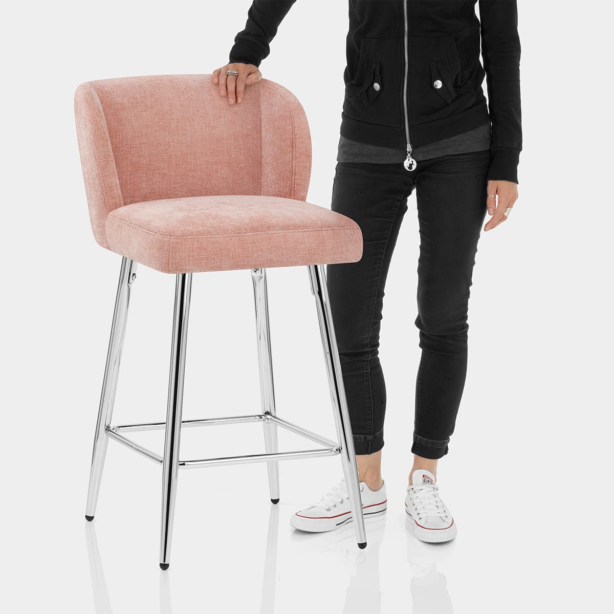 Coast Bar Stool Pink Fabric Features Image