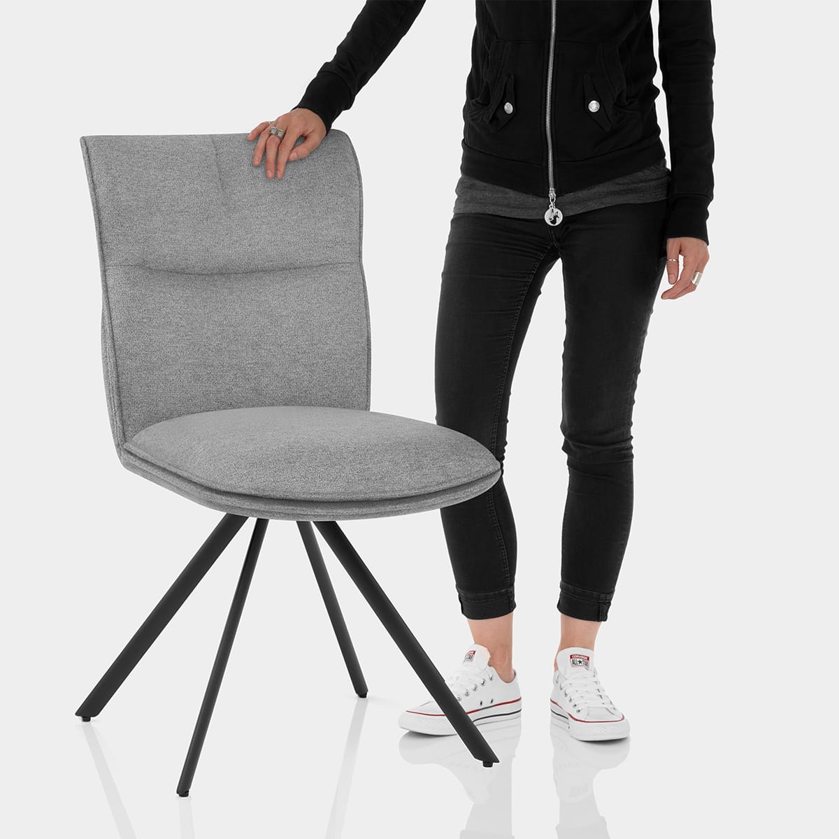 Cody Dining Chair Light Grey Fabric Features Image