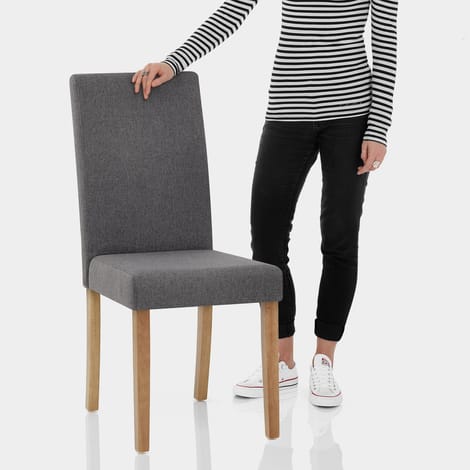 Columbus Oak Dining Chair Charcoal Features Image