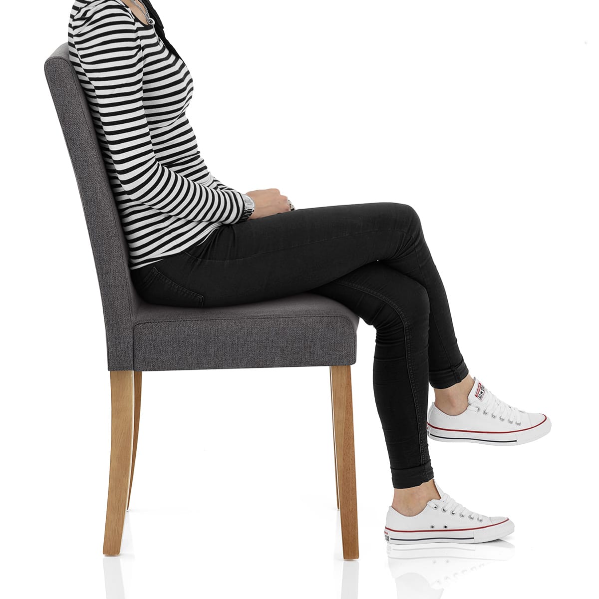 Columbus Oak Dining Chair Charcoal Frame Image