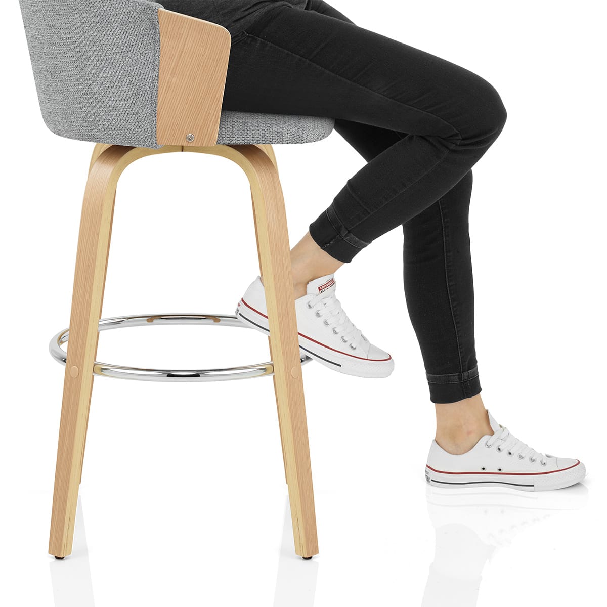 Coral Bar Stool Oak & Charcoal Fabric Frame Image