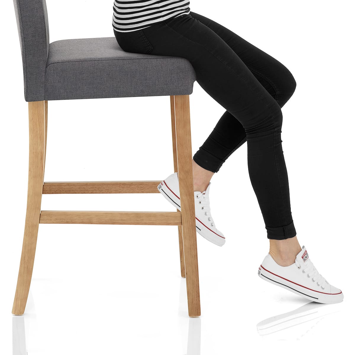 Cornell Oak Bar Stool Charcoal Fabric Frame Image