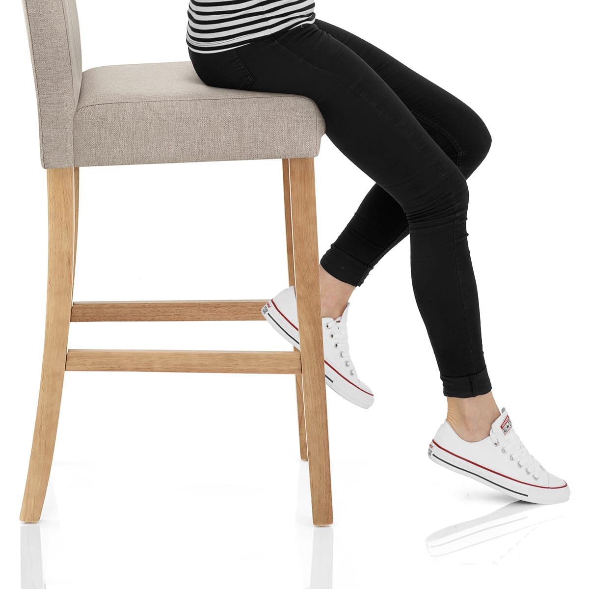 Cornell Oak Bar Stool Tweed Fabric Frame Image