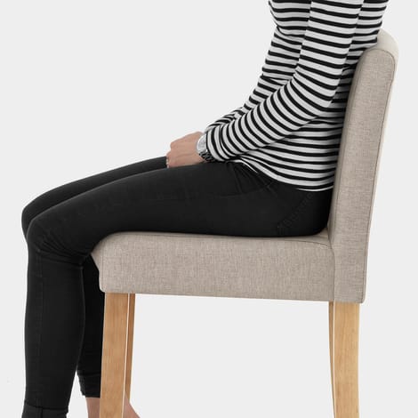 Cornell Oak Bar Stool Tweed Fabric Seat Image