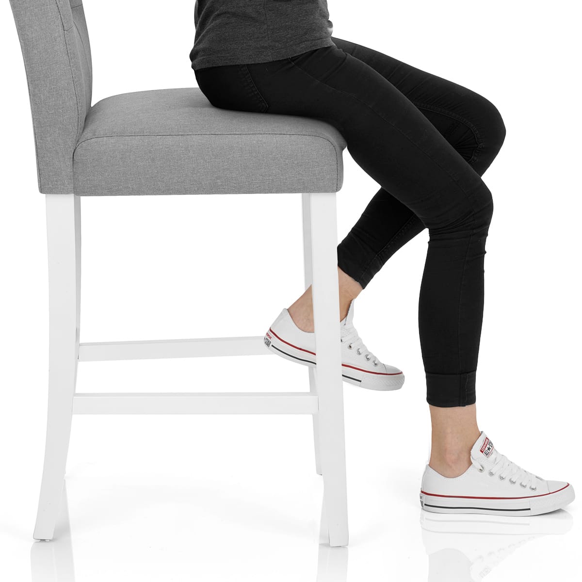 Crawford Bar Stool Grey Fabric Frame Image