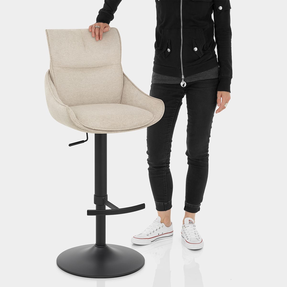 Creed Bar Stool Beige Fabric Features Image