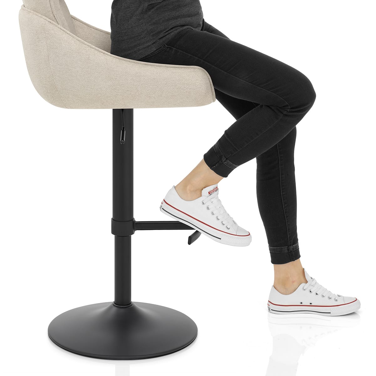 Creed Bar Stool Beige Fabric Frame Image