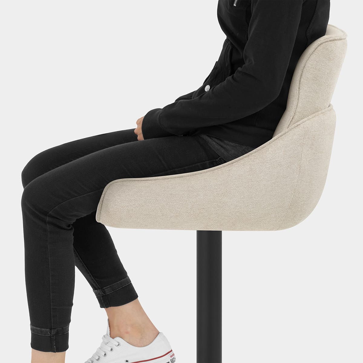 Creed Bar Stool Beige Fabric Seat Image