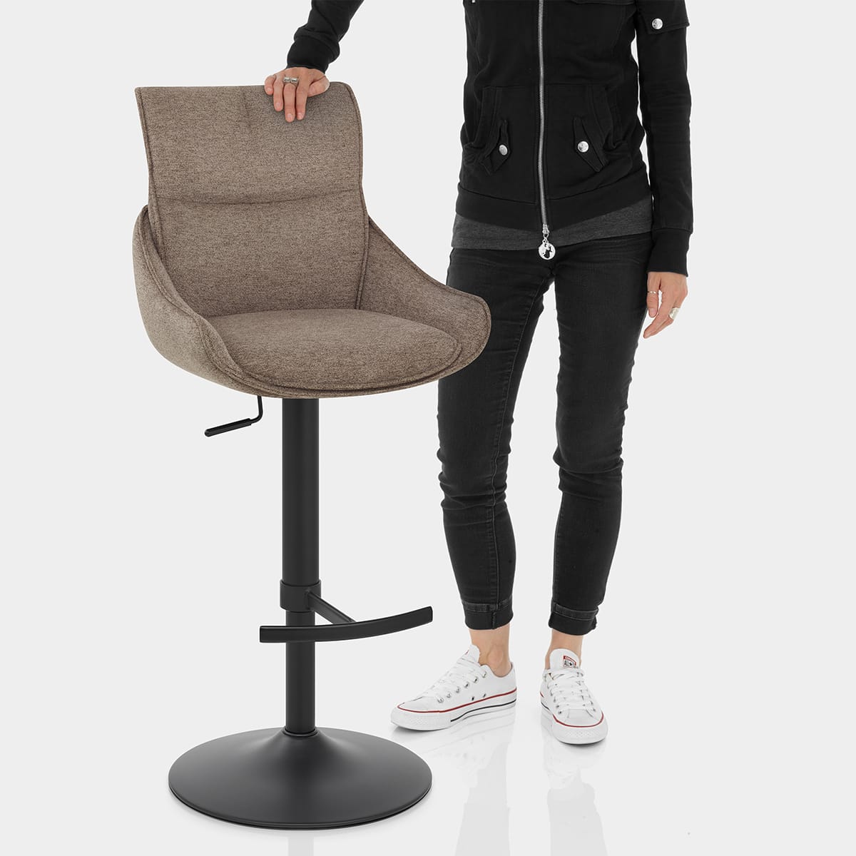 Creed Bar Stool Brown Fabric Features Image