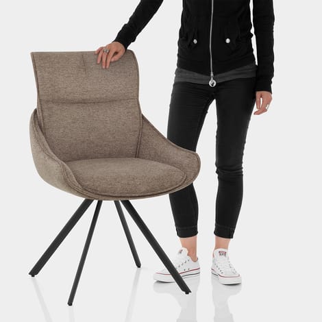 Creed Dining Chair Brown Fabric Features Image