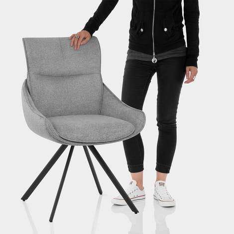 Creed Dining Chair Light Grey Fabric Features Image