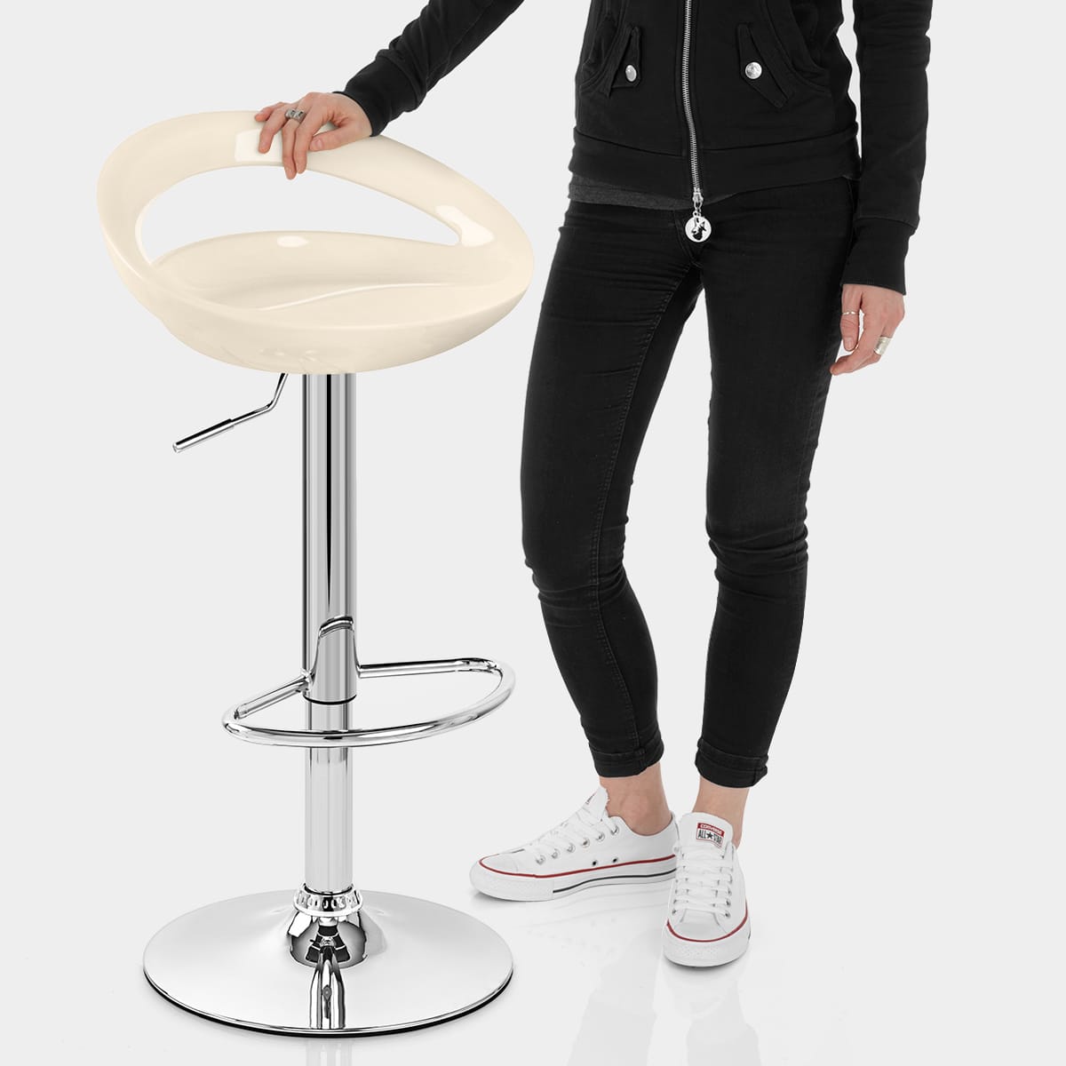 Crescent Bar Stool Cream Features Image