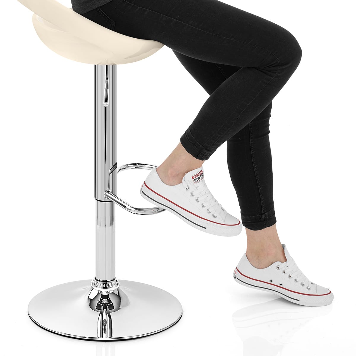 Crescent Bar Stool Cream Frame Image