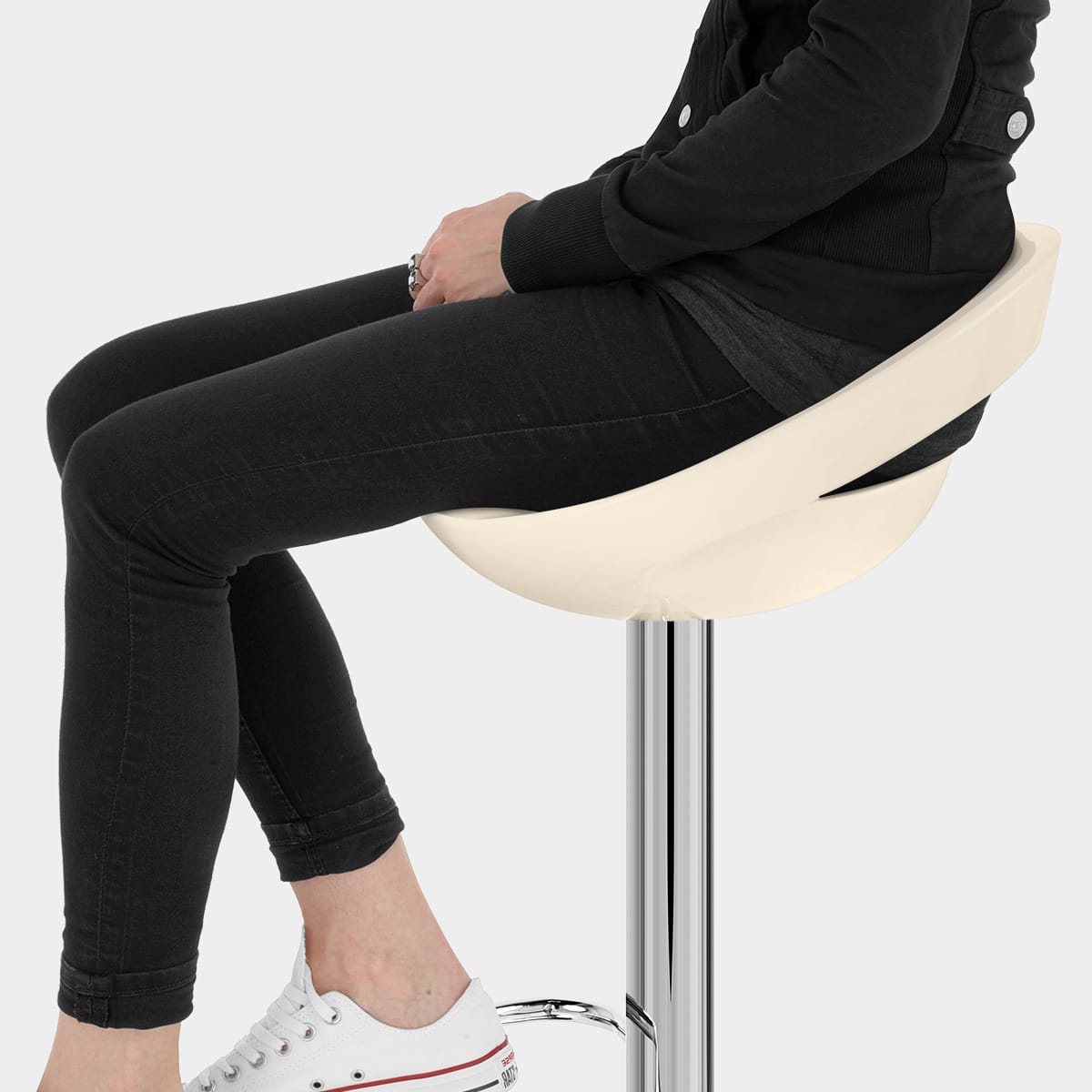 Crescent Bar Stool Cream Seat Image