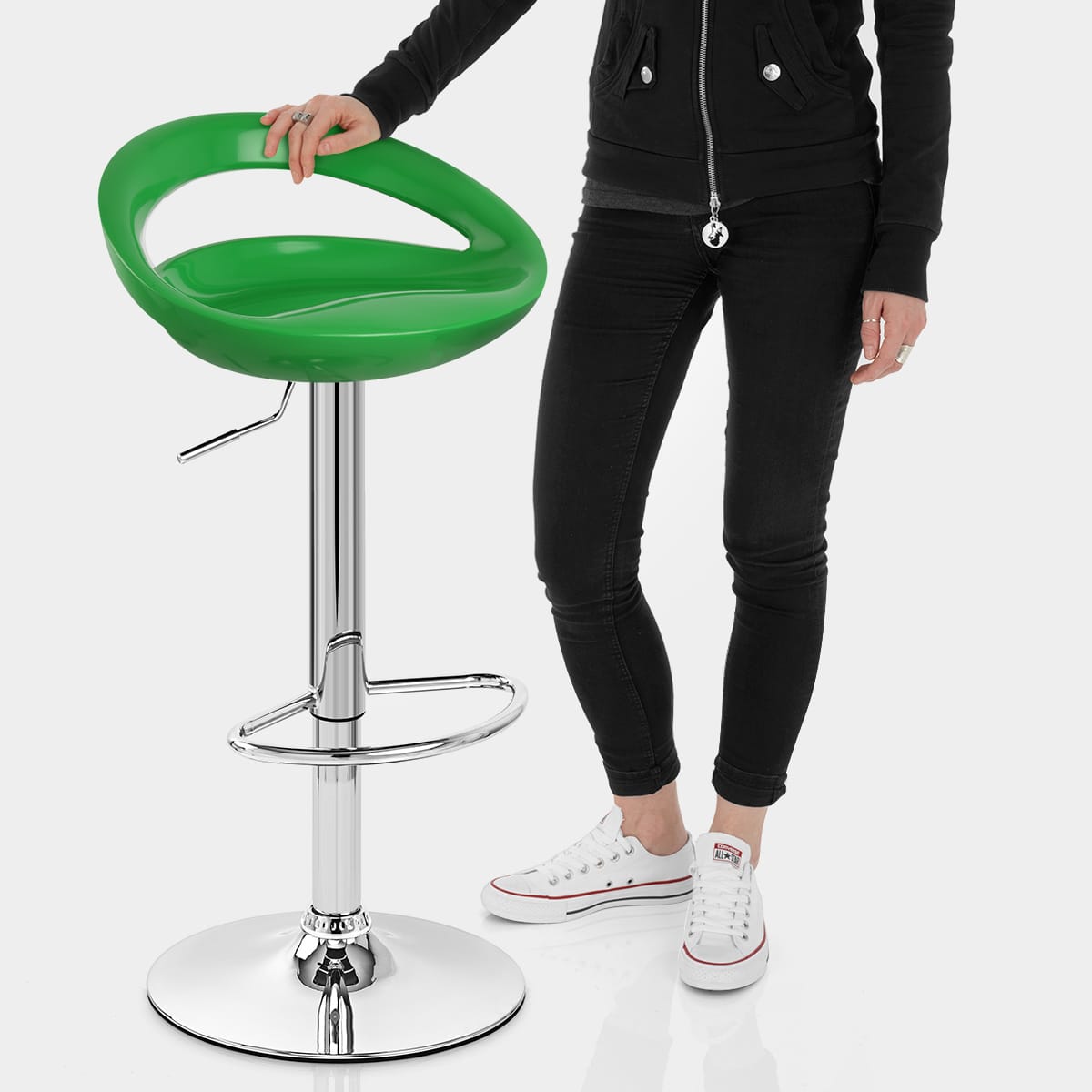 Crescent Bar Stool Green Features Image