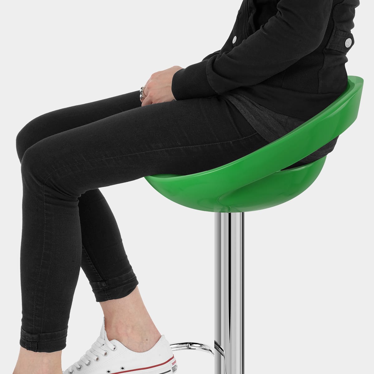 Crescent Bar Stool Green Seat Image