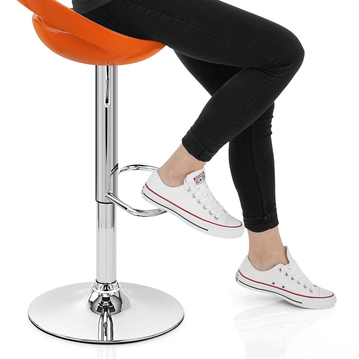 Crescent Bar Stool Orange Frame Image